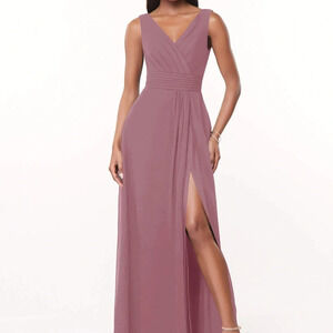 Vintage mauve A-line pleated chiffon dress